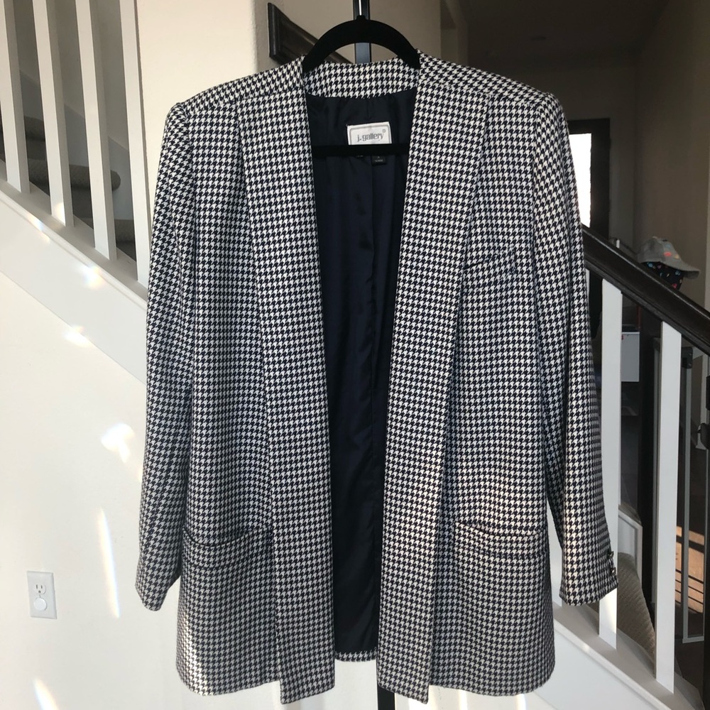 J. GALLERY HOUNDSTOOTH FLY AWAY BLAZER SIZE 11/12